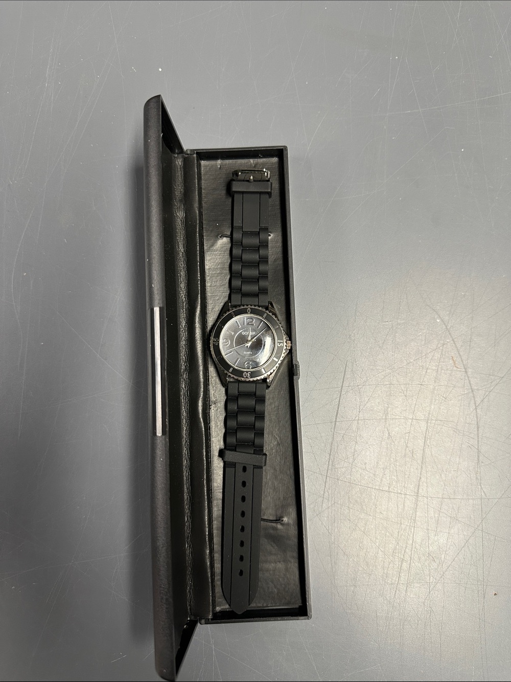 Gossip Women's Black Silicone Strap Watch with Silver-Tone Bezel